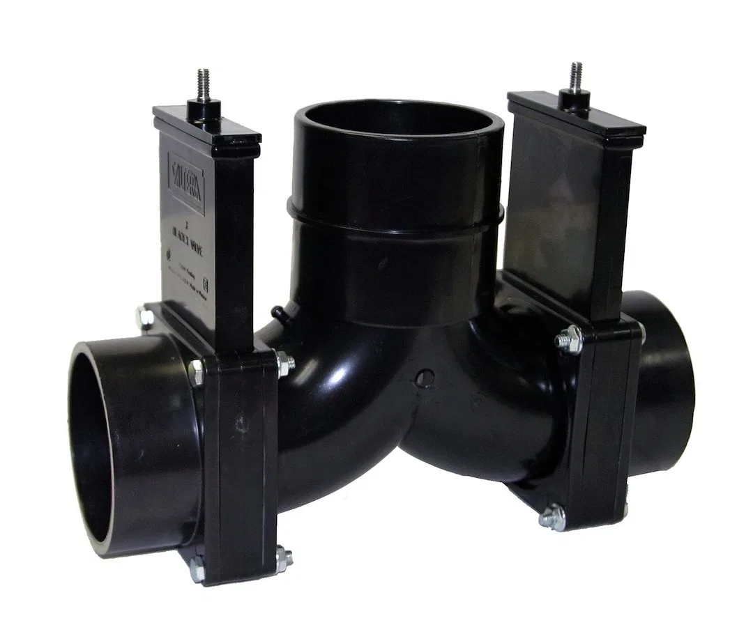 T85NH – VALTERRA LLC Sewer Waste Valve, Waste Valve For RV Black Water System Double Valve Handle Actuated Ell Double...